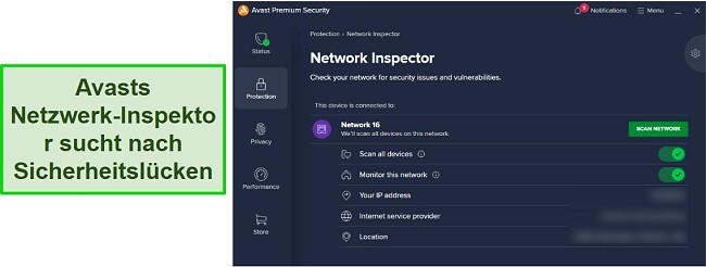 Avast Antivirus Bewertung – Netzwerk-Inspektionsfunktion
