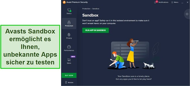 Avast Antivirus Bewertung – Sandbox-Funktion zum Testen gefährlicher Anwendungen