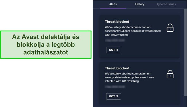 Avast Antivirus felülvizsgálata sikeresen blokkolta a phishing-kísérletet